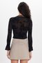 Women's Slim Fit Tight Fit V-Neck Long Sleeve Lace Detailed Black Blouse - 6