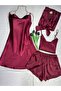 4-Piece Satin Dressing Gown Nightgown Pajama Set Dowry Set