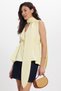 Women's Regular Cut Double Breasted Collar Halter Neck Detail Elastic Waist Sleeveless Yellow Blouse Shirt - 5