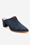 Toen Denim Blue Suede Genuine Leather Women's Thick Heeled Slippers - 3