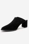 Toen Black Suede Genuine Leather Women's Thick Heeled Slippers - 6
