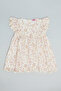Floral Print Fit & Flare Dress with Crew Neck and Flutter Sleeves