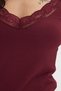 Women's Slim Fit Sleeveless V-Neck Lace Detailed Burgundy Crop - 5