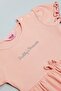 Embroidery Detail Flared Dress with Crew Neck and Puff Sleeves - 3
