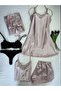 5-Piece Satin Dressing Gown Nightgown Pajamas Underwear Set Dowry Set