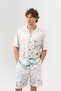 Mediterranean Patterned Short Sleeve Shirt and Elastic Waist Shorts Set - 7