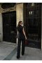 Women's Top and Bottom Double Suit Shoulder Detailed Belted Vest Pants Suit - 3