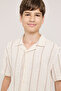 Striped Shirt with Revere Collar and Short Sleeves - 4