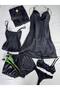 5-Piece Satin Dressing Gown Nightgown Pajamas Underwear Set Dowry Set