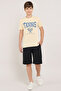 Typography Print T-Shirt With Crew Neck and Short Sleeves - 2