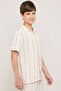 Striped Shirt with Revere Collar and Short Sleeves - 3