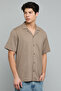 Textured Shirt with Revere Collar and Short Sleeves - 5