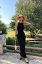 Ribbed Knitwear Maxi Dress Halter Neck Fitted Summer Stylish Dress - 2