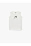 Cotton Sleeveless Crew Neck Undershirt with Embroidery Detail - 4