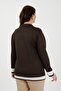 Women's Brown Garnished Lycra Knitted Plus Size Blouse - 3