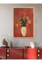 Flower in a Vase with Red Background One Piece Wooden Framed Painting - 3