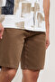 Solid Denim Shorts with Button Closure - 6