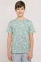 Patterned T-Shirt with Crew Neck and Short Sleeves