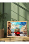 Red Tram One Piece Wooden Framed Painting - 2