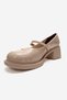 Luanda Beige Strappy Women's Thick Heeled Mary Jane Shoes - 6