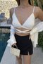Black Shorts Skirt with Slit Detail High Waist Mini Skort - 6