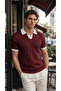 Men's Knitted Pattern Collared Short Sleeve Knitwear T-Shirt - 100% Cotton Acrylic - 5