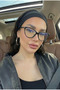 Women's Blue Light Protective Glasses with T-Detail Cateye Frame 53 Ekartman