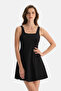 Black Square Collar Dress Swimsuit - 4