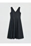 Nevavm V-Neck A-Line Jean Dress with a Difference - 6