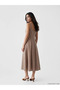 Lcw Vision Brown Square Neck Plaid Waist-Sitting Dress - 3