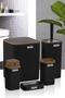 Stella Black Wood Patterned Striped 5-Piece Bathroom Set - 4