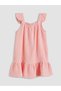 Pink Square Collar Embroidered Girls' Muslin Dress - 3