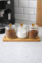 3-Piece Glass Spice Jar Set with Wooden Stand, Spoon and Lid, Kitchen & Jar Set - 2