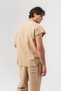 Frayed Linen Fabric Fringed Pocket Detailed Zero Sleeve T-Shirt and Pants Set - 7