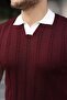 Men's Knitted Pattern Collared Short Sleeve Knitwear T-Shirt - 100% Cotton Acrylic - 6