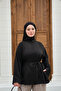 Women's Double Sleeve Slit Shirt Black - 2