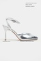 Vela Silver Rustic Ankle Strap Open Toe Detail Women's Heeled Shoes - 2