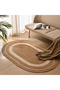 FFD Jute Rug Carpet Oval Jute Rug with White Line Design Floor Mat Carpet Jute Door Mat Living Room - 2