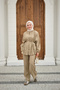 Women's Shepherd Buttoned Trousers with Pleated Detail Set in Cream - 5