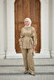 Women's Shepherd Buttoned Trousers with Pleated Detail Set in Cream - 2
