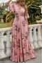 Women's Short Sleeve V-Neck Floral Print Single Jersey Dress - 3