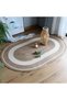 FFD Jute Rug Carpet Oval Jute Rug with White Line Design Floor Mat Carpet Jute Door Mat Living Room - 6