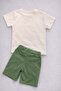 Boy's Printed T-Shirt & Shorts Set (Cream-Green) - 3
