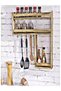 Spice Rack Cup Holder Multi-Purpose Kitchen Shelf Wooden - 2