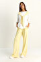 Yellow-White Shawl Detailed Basic T-Shirt Elastic Waist Loose Pants Bottom-Top Modal Set 4116 60286084 - 3