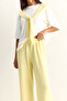 Yellow-White Shawl Detailed Basic T-Shirt Elastic Waist Loose Pants Bottom-Top Modal Set 4116 60286084 - 6