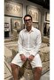 Men's 100% Cotton Premium Modal Fabric Breathable Comfortable Long Sleeve Shirt - White - 6