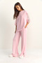 Pink Lace Sleeves Oversize Basic T-Shirt Elastic Waist Loose Pants Modal Set 4115 60286085 - 3