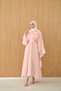 Women's Tulle Fabric Neck Tie Detailed Waist Tie Dress Pink - 4