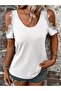Women's Open Shoulders Round Neck Viscose Blouse